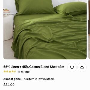 Luxurious Olive Green Linen Cotton Sheet Set